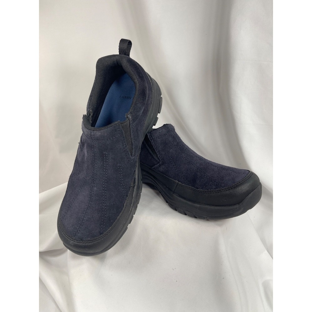 Lands End Slip On Mocs All Weather Blue Suede Slip on Womens Size 8.5 237908